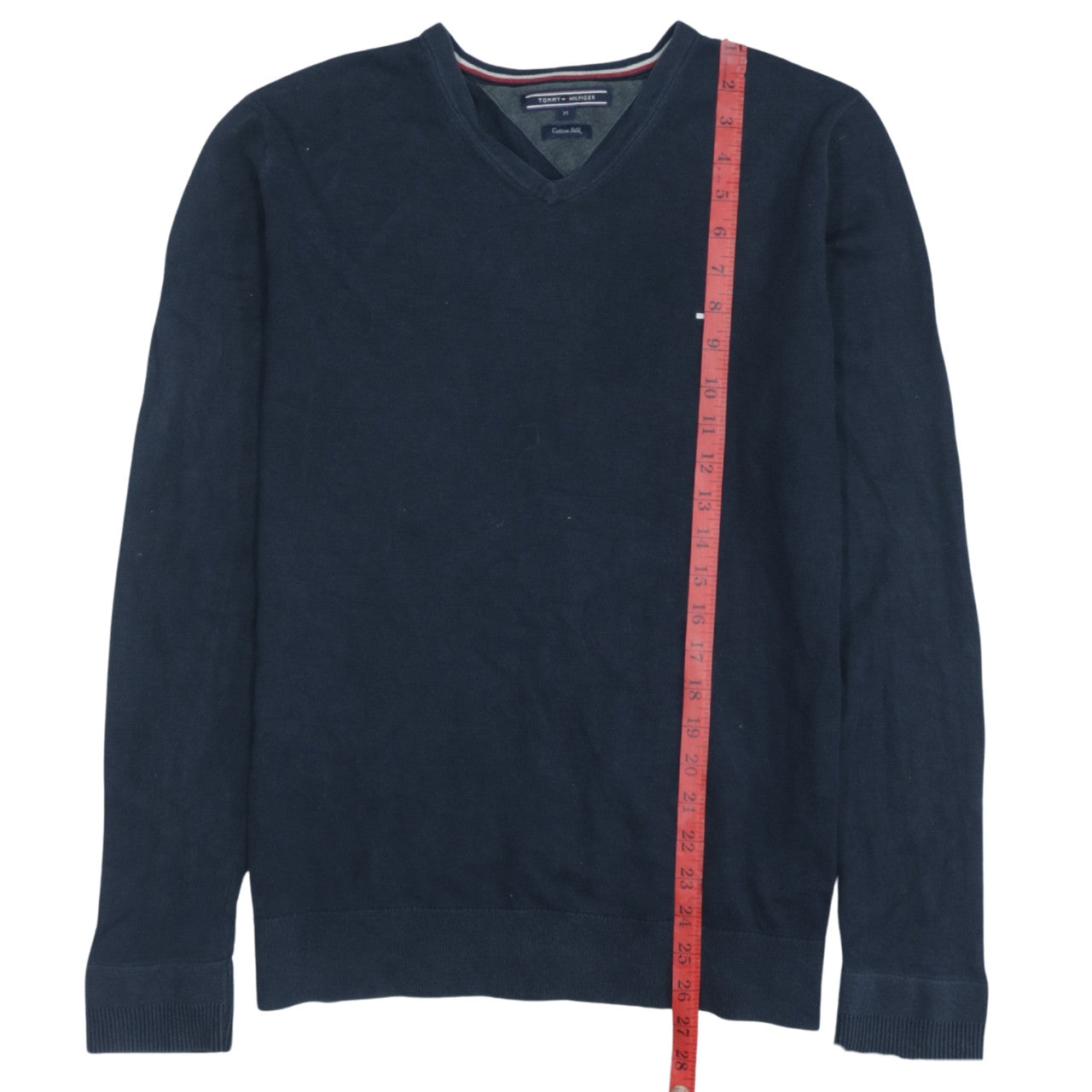 Tommy Hilfiger Men’s Blue Cotton Silk V-Neck Jumper M