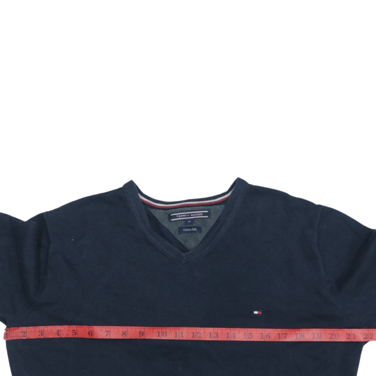 Tommy Hilfiger Men’s Blue Cotton Silk V-Neck Jumper M