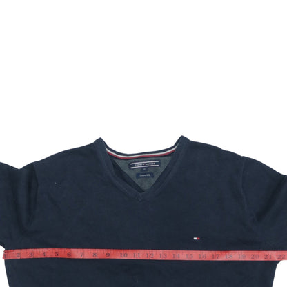 Tommy Hilfiger Men’s Blue Cotton Silk V-Neck Jumper M