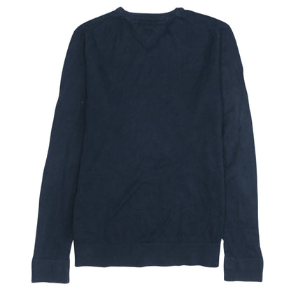 Tommy Hilfiger Men’s Blue Cotton Silk V-Neck Jumper M