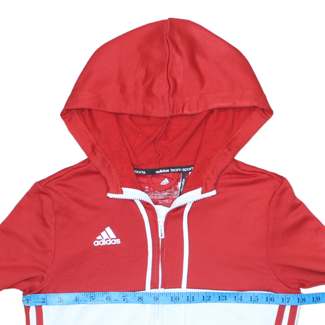Adidas Womens Red White Full Zip Hoodie Size S Logo Sportswear