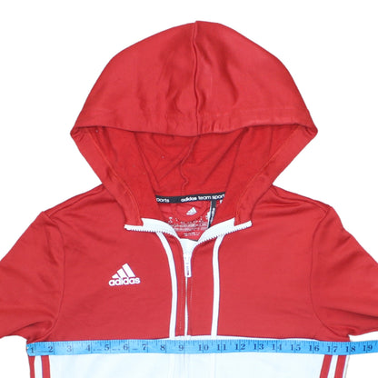 Adidas Womens Red White Full Zip Hoodie Size S Logo Sportswear