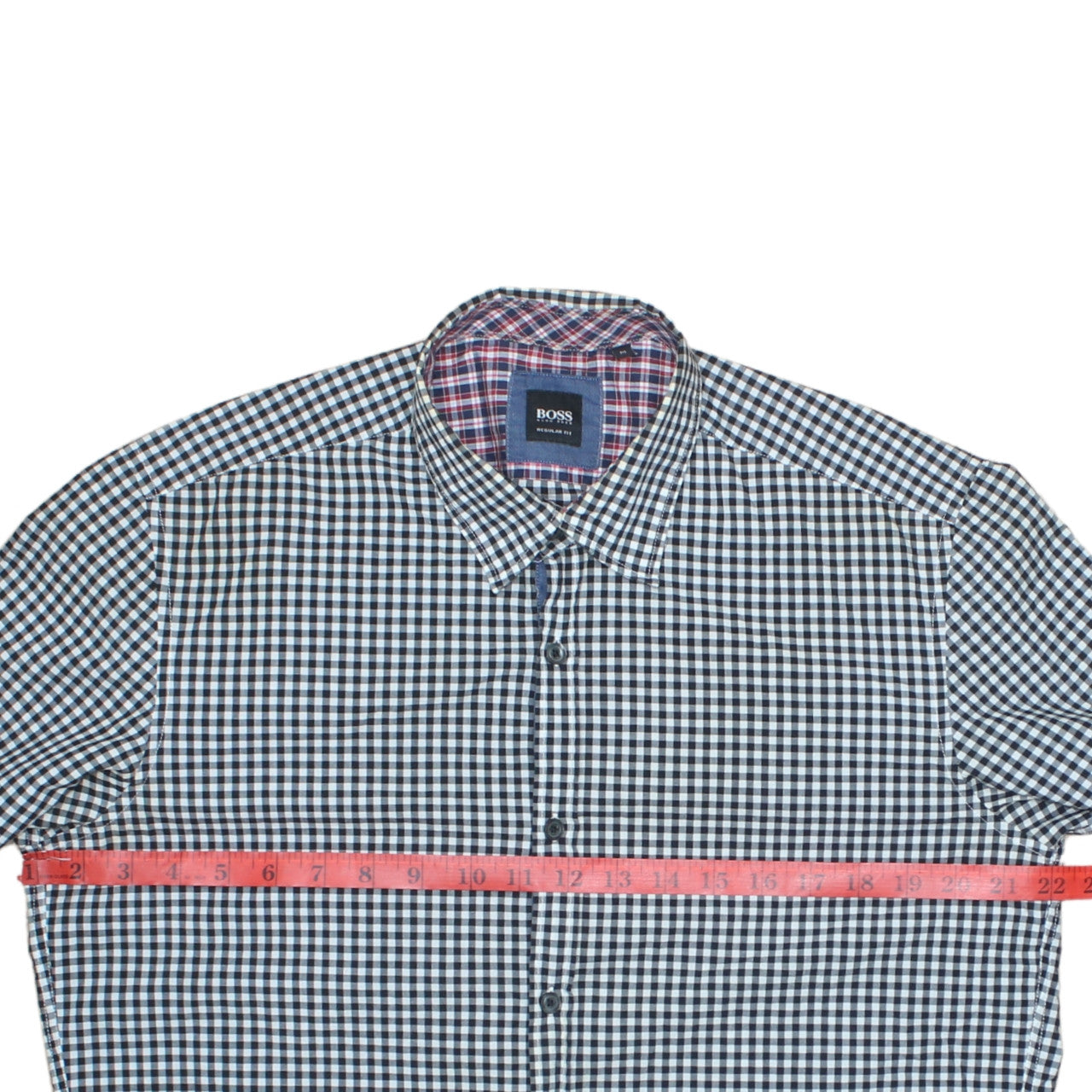 Hugo Boss Men’s Blue Check Cotton Shirt M Regular Fit Long Sleeve