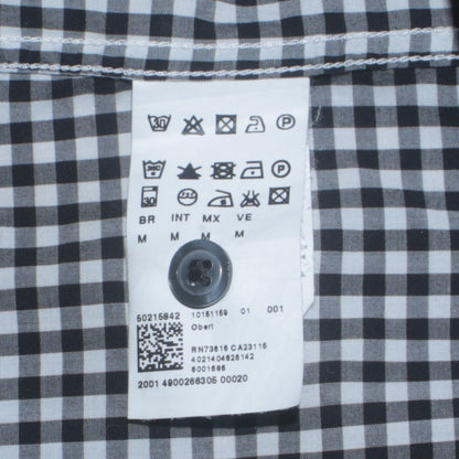 Hugo Boss Men’s Blue Check Cotton Shirt M Regular Fit Long Sleeve