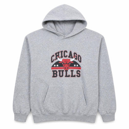 Front view of Jennyfer Chicago Bulls Grey Pullover Hoodie unisex s basketball logo