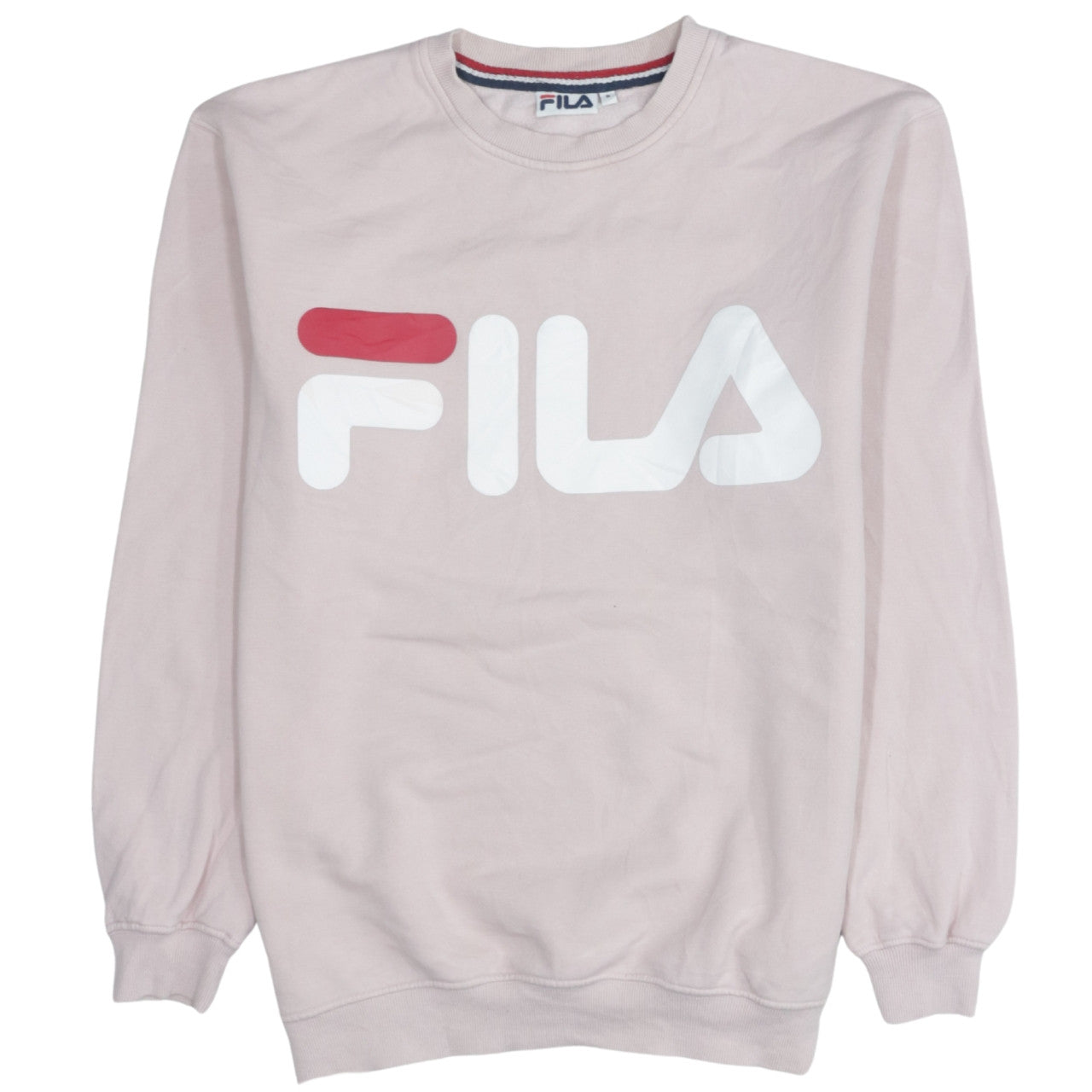 FILA Womens Pink Pullover Sweatshirt S Crew Neck Casual Logo Cotton