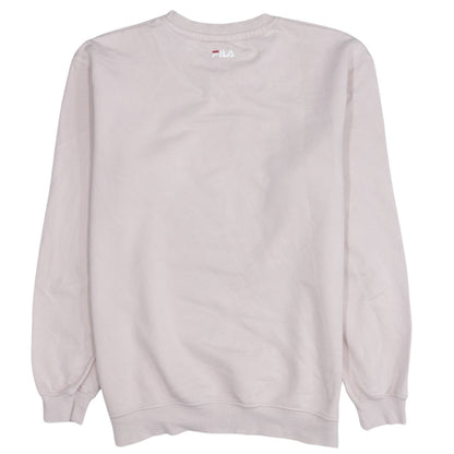 FILA Womens Pink Pullover Sweatshirt S Crew Neck Casual Logo Cotton