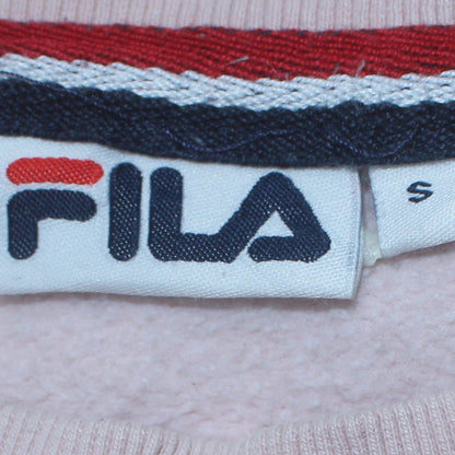 FILA Womens Pink Pullover Sweatshirt S Crew Neck Casual Logo Cotton