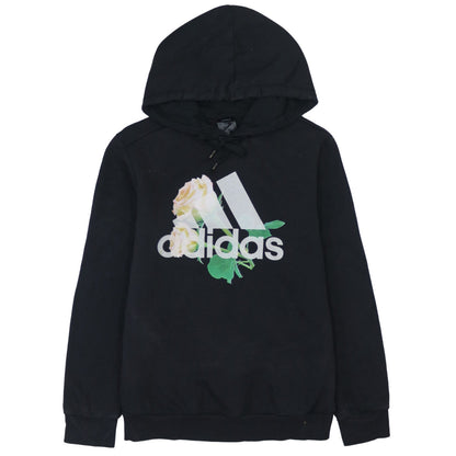 Adidas Womens Black M Pullover Hoodie Logo Floral Graphic Training