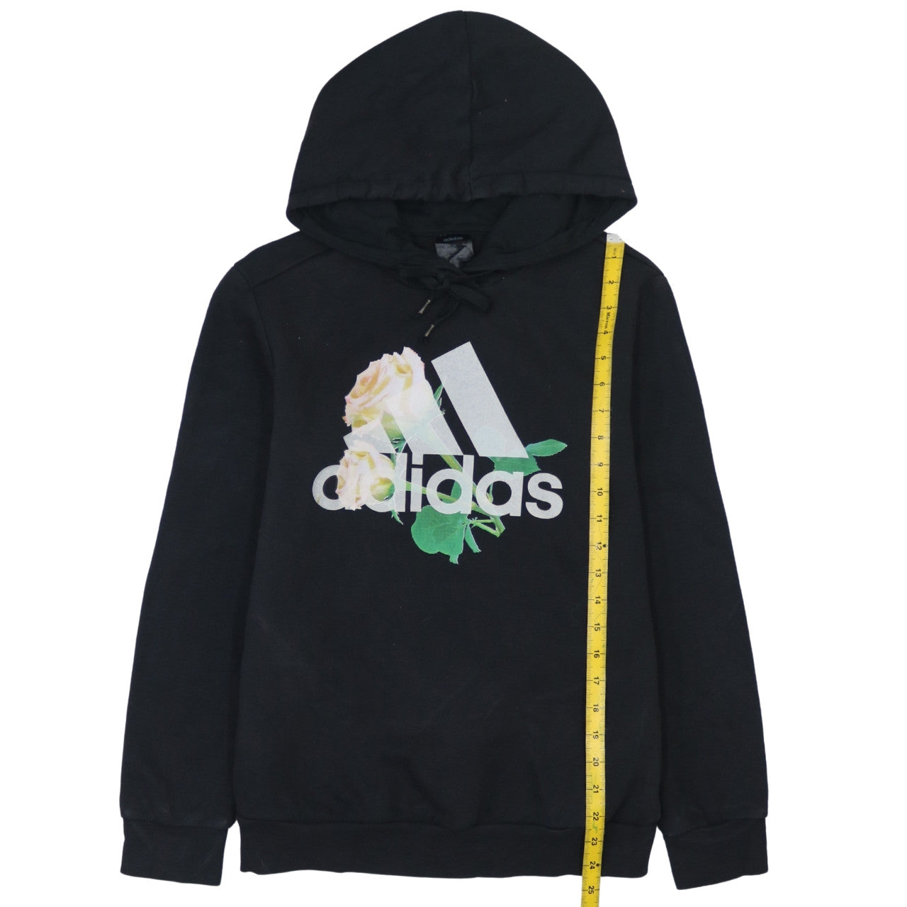 Adidas Womens Black M Pullover Hoodie Logo Floral Graphic Training