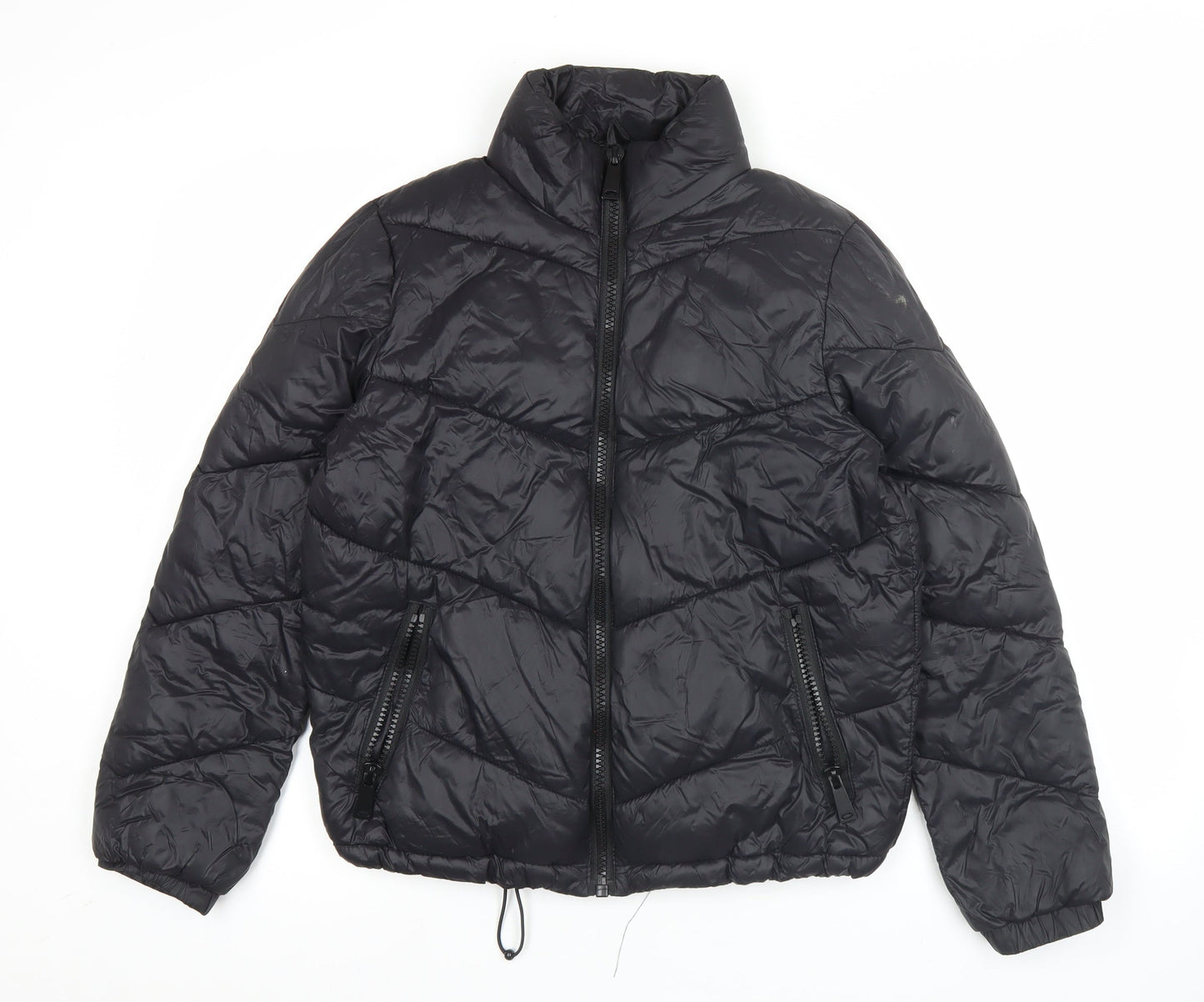 Primark Women’s Black Size 8 Puffer Jacket Quilted Full Zip Winter Coat