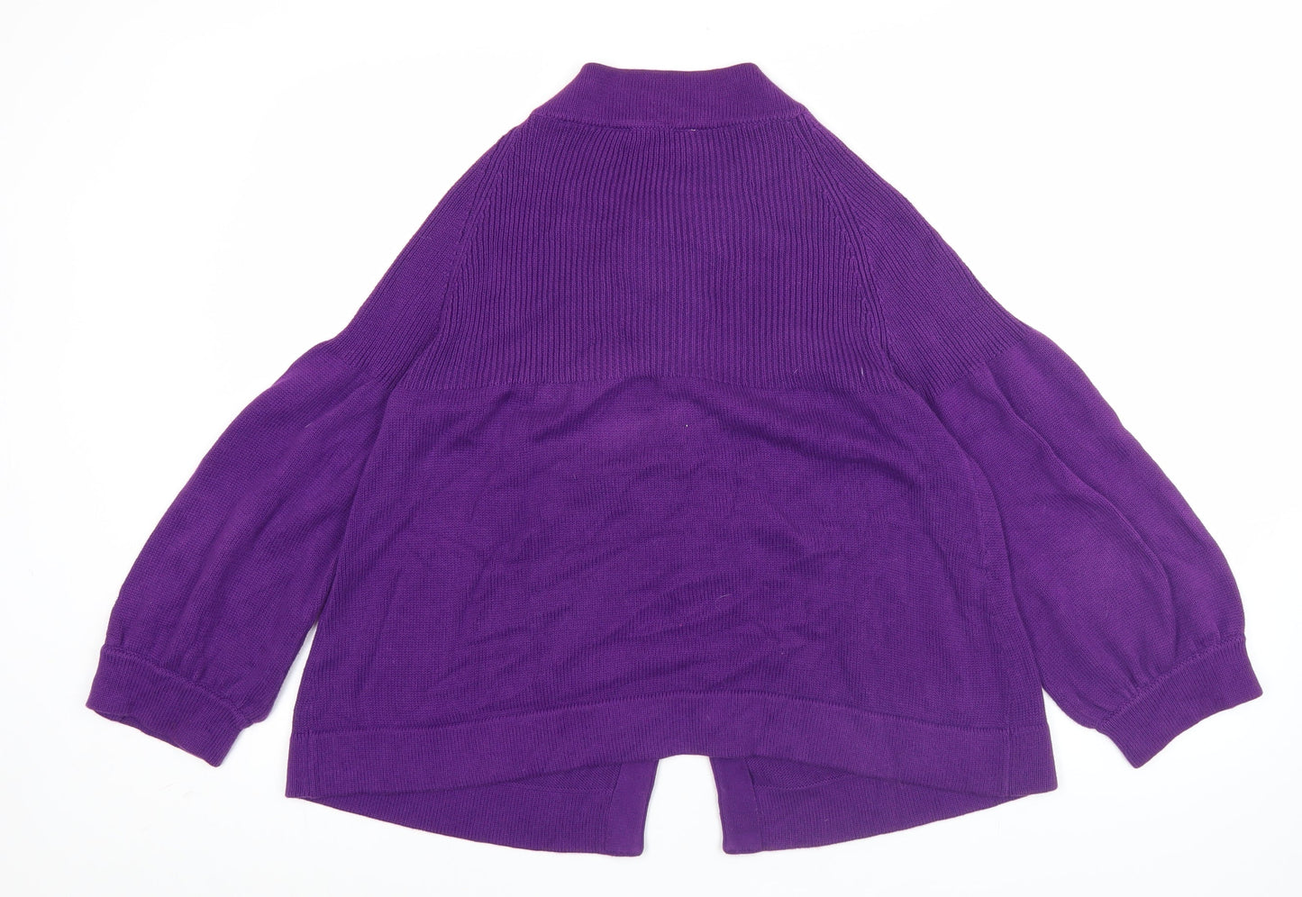 East Womens Purple Cotton Cardigan Size 16 Round Neck Long Sleeve