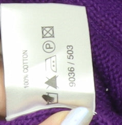 East Womens Purple Cotton Cardigan Size 16 Round Neck Long Sleeve