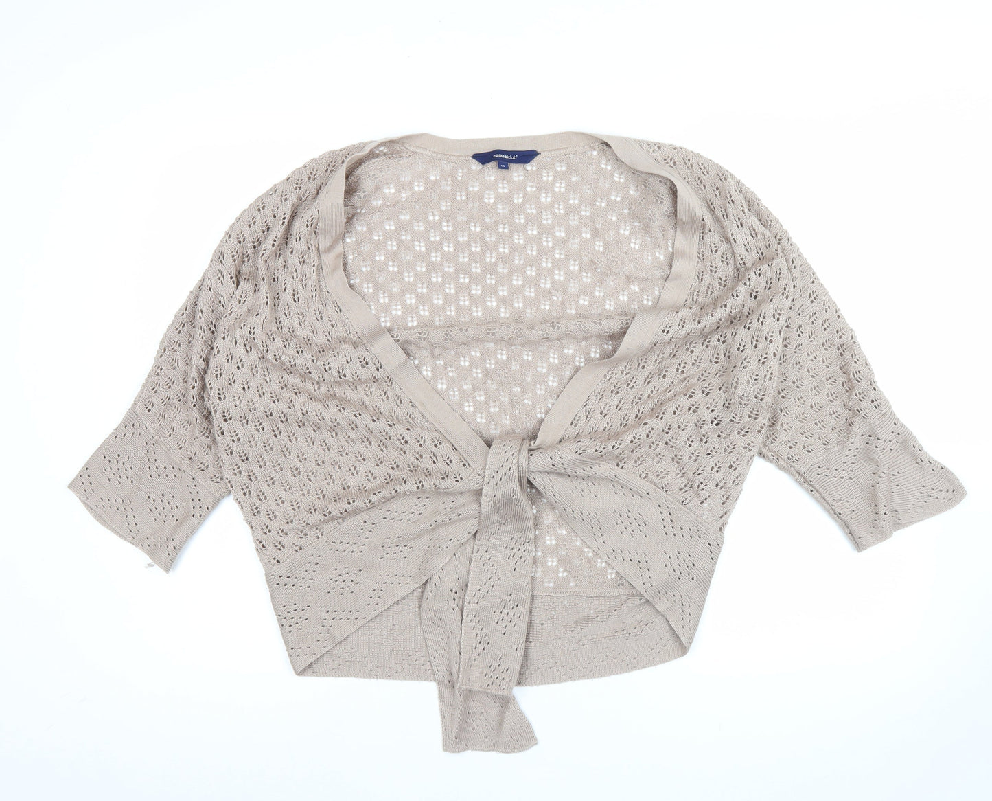 Womens UK Size 18 Casual Club Beige Shrug Jumper