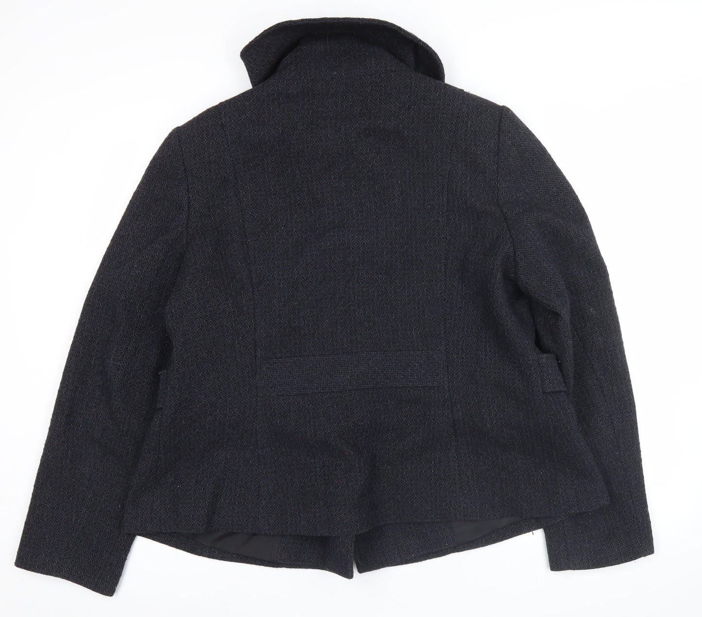 F&F Women’s Black Herringbone Pea Coat Size 18 Wool Blend