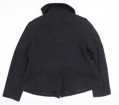 F&F Women’s Black Herringbone Pea Coat Size 18 Wool Blend