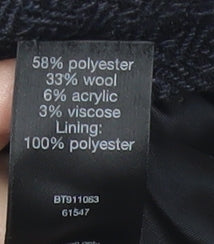 F&F Women’s Black Herringbone Pea Coat Size 18 Wool Blend