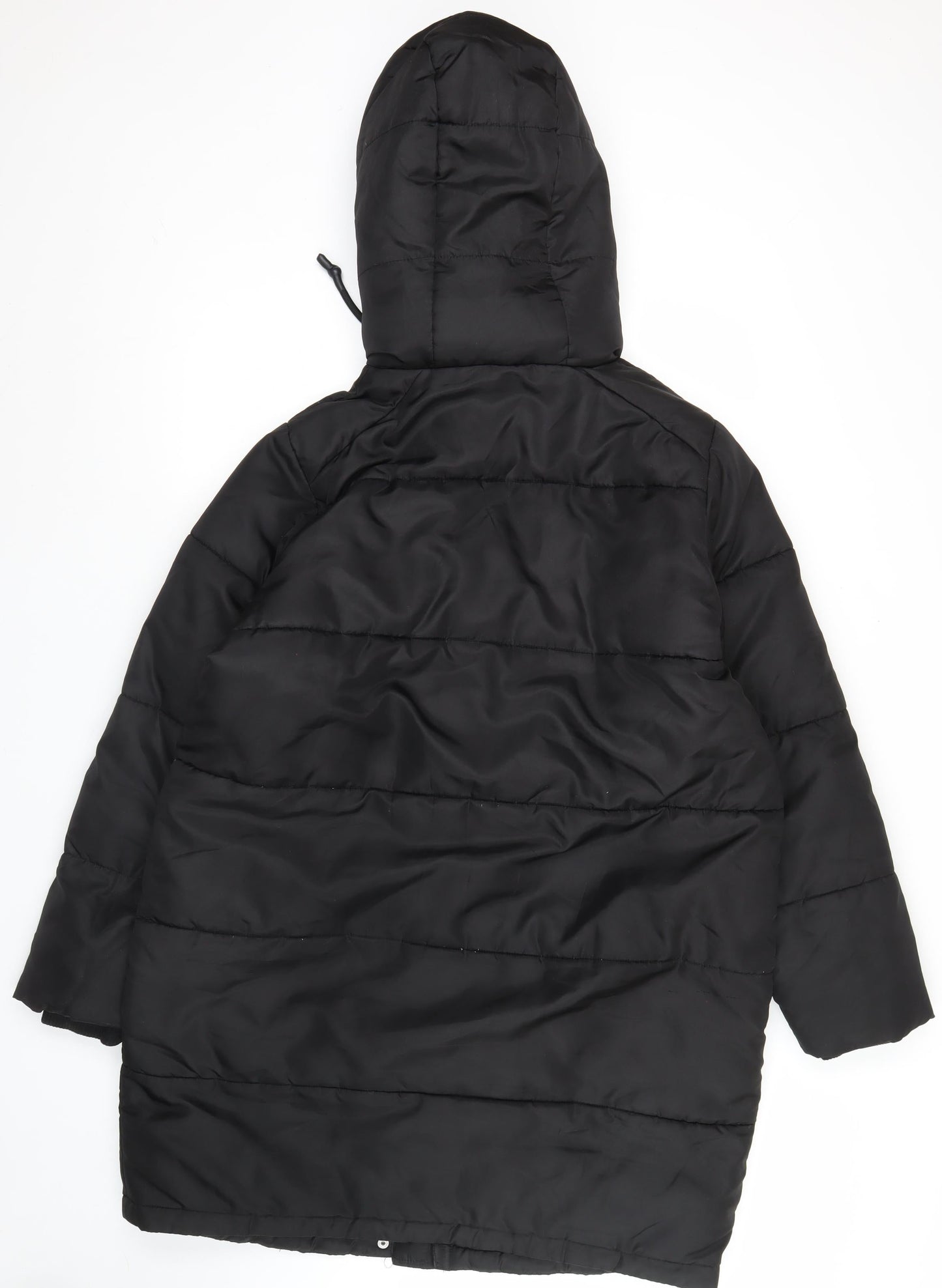 Primark Women Black S Puffer Jacket Hooded Mid-Length Winter Coat