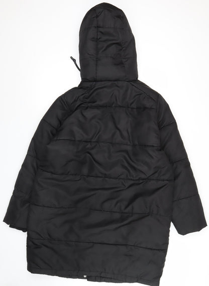 Primark Women Black S Puffer Jacket Hooded Mid-Length Winter Coat