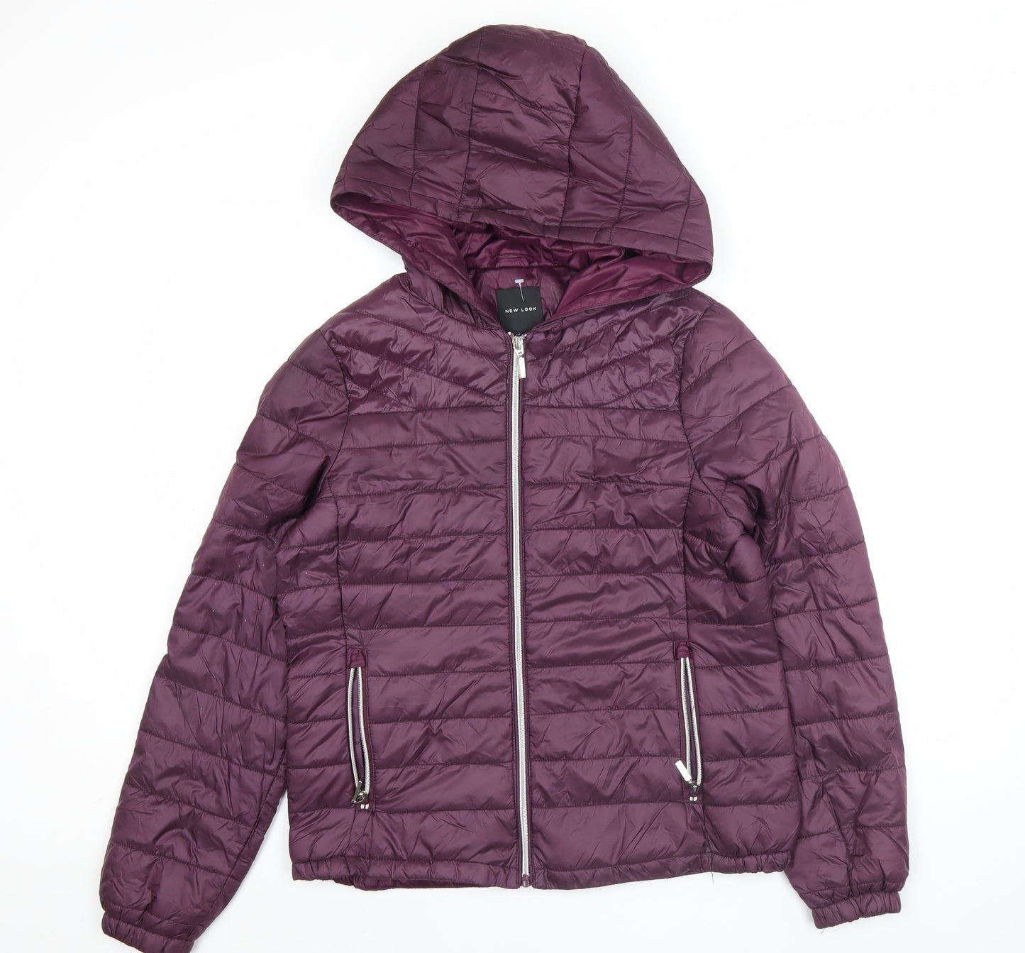 New Look Women’s Purple Puffer Jacket Size 8 Hooded Lightweight