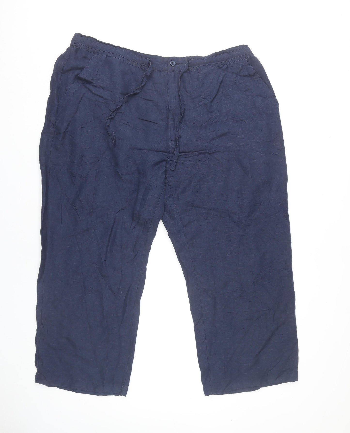 Cubavera Women’s Blue Linen Blend XL Chino Trousers with Pockets
