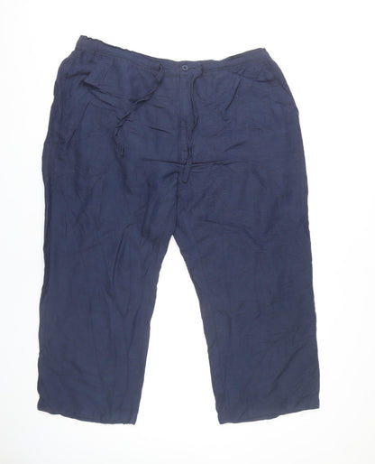 Cubavera Women’s Blue Linen Blend XL Chino Trousers with Pockets