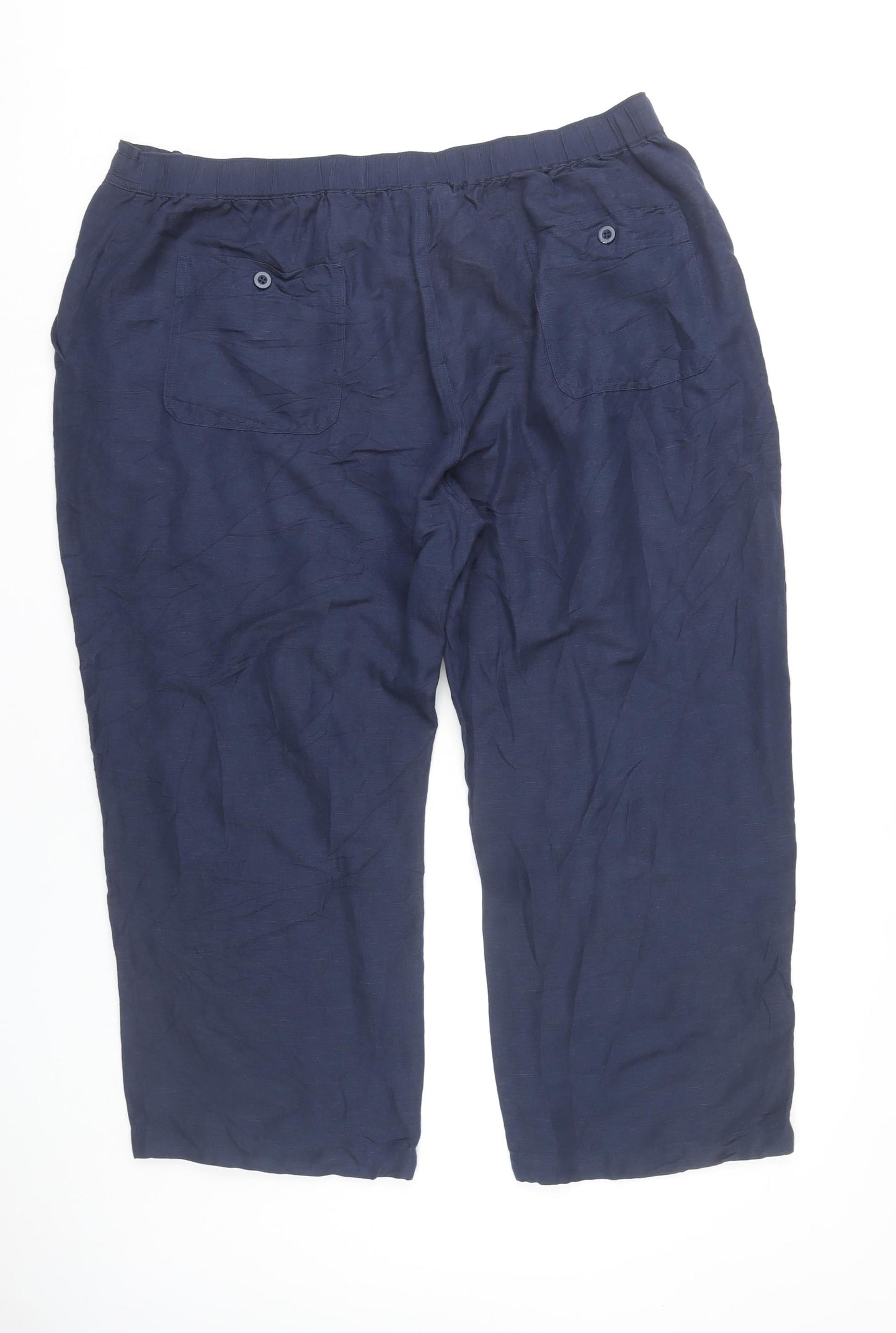 Cubavera Women’s Blue Linen Blend XL Chino Trousers with Pockets