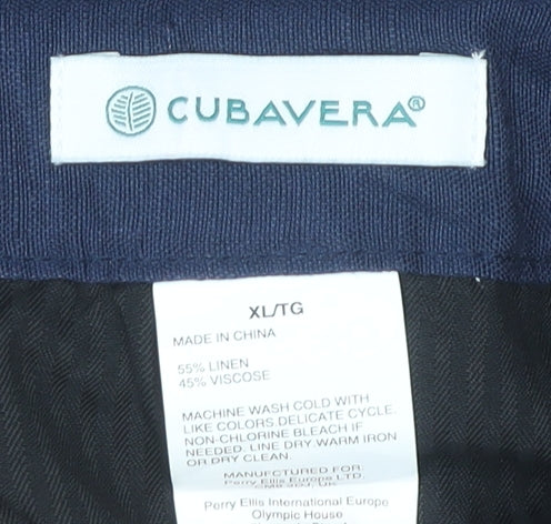 Cubavera Women’s Blue Linen Blend XL Chino Trousers with Pockets
