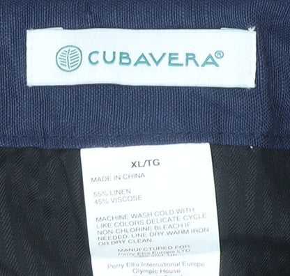 Cubavera Women’s Blue Linen Blend XL Chino Trousers with Pockets