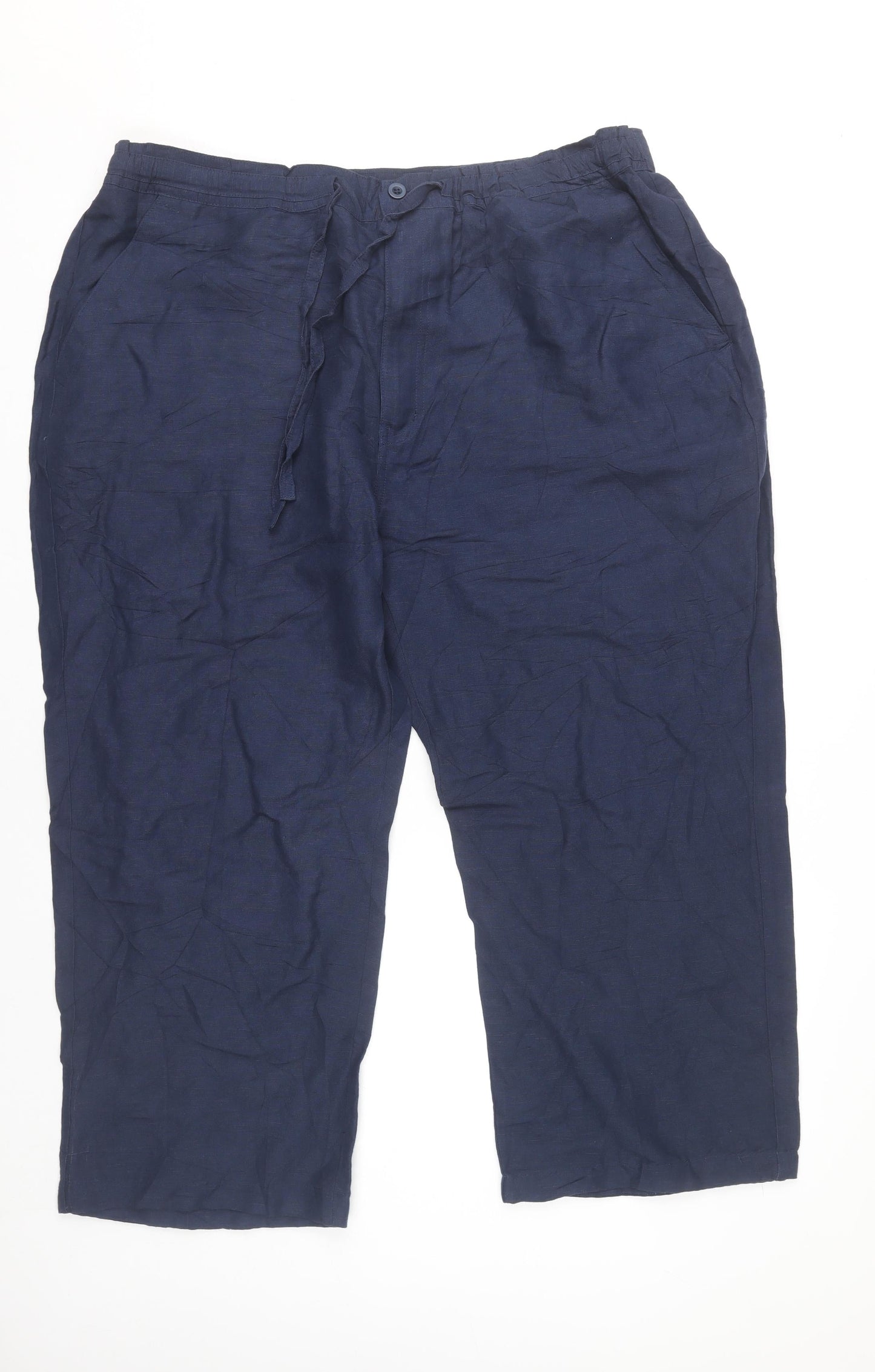 Cubavera Women’s Blue XL Linen Blend Straight Leg Casual Trousers