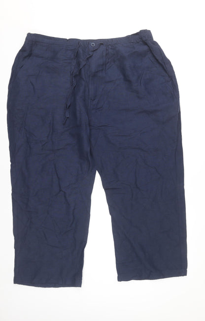 Cubavera Women’s Blue XL Linen Blend Straight Leg Casual Trousers