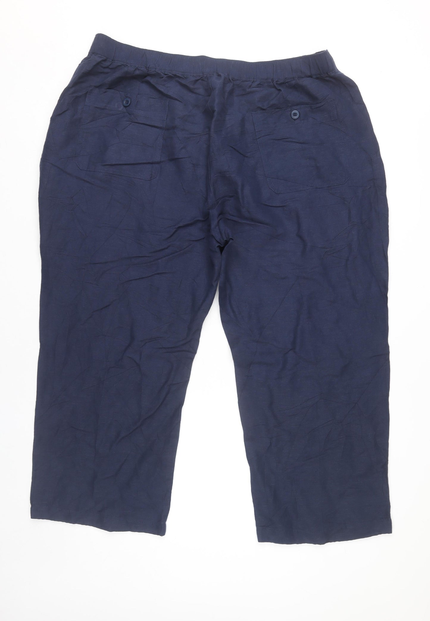 Cubavera Women’s Blue XL Linen Blend Straight Leg Casual Trousers