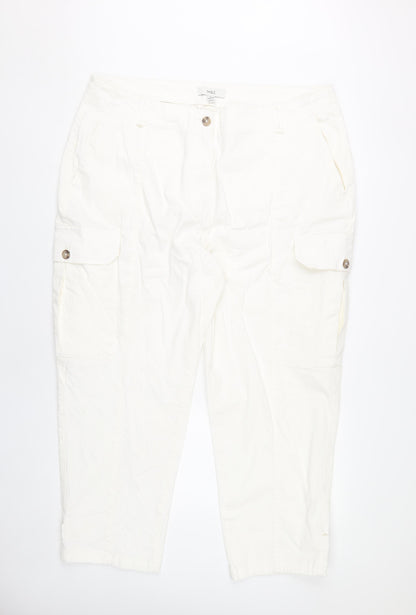 Womens UK Size 20 Marks and Spencer Regular Fit Cargo White Trousers
