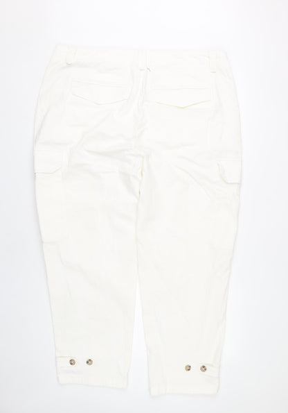 Womens UK Size 20 Marks and Spencer Regular Fit Cargo White Trousers