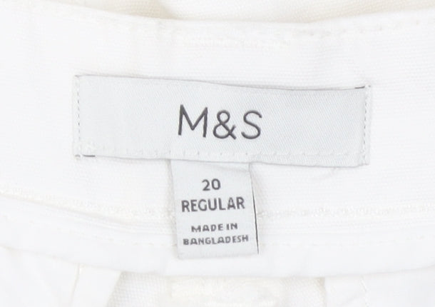Womens UK Size 20 Marks and Spencer Regular Fit Cargo White Trousers