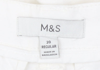 Womens UK Size 20 Marks and Spencer Regular Fit Cargo White Trousers