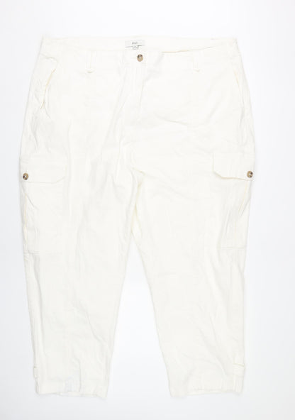 Womens UK Size 24 Marks and Spencer Regular Fit Cargo White Trousers