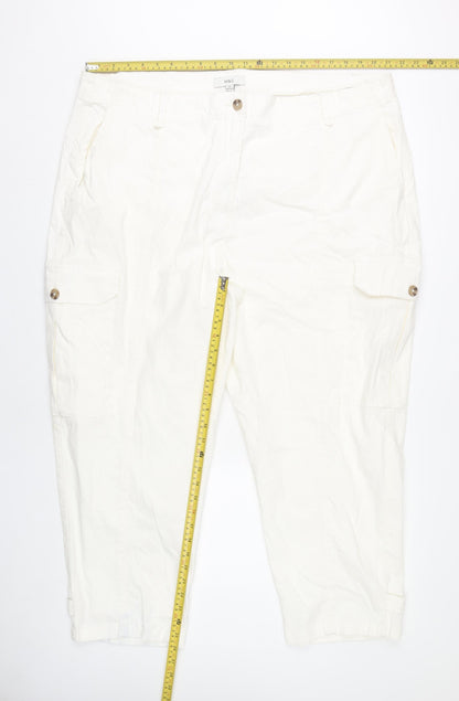 Womens UK Size 24 Marks and Spencer Regular Fit Cargo White Trousers