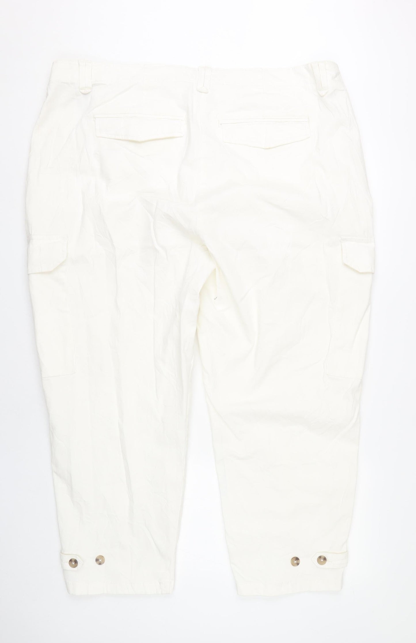 Womens UK Size 24 Marks and Spencer Regular Fit Cargo White Trousers