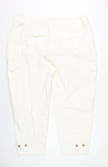 Womens UK Size 24 Marks and Spencer Regular Fit Cargo White Trousers