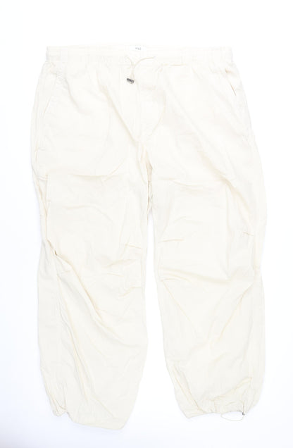 Womens UK Size 22 Marks and Spencer Relaxed Fit Cargo Ivory Trousers