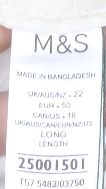 Womens UK Size 22 Marks and Spencer Relaxed Fit Cargo Ivory Trousers