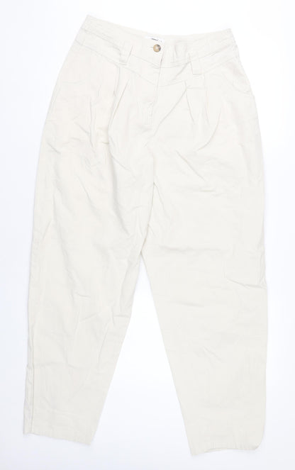 Topshop Womens Ivory Chino Tapered Trousers Size 12 High Rise Cotton