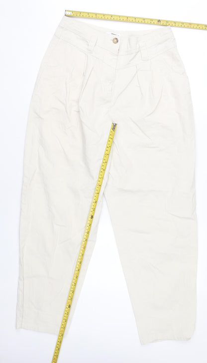 Topshop Womens Ivory Chino Tapered Trousers Size 12 High Rise Cotton