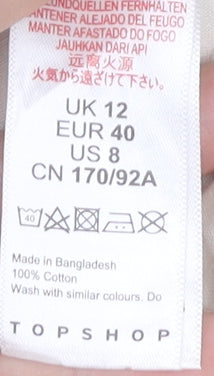 Topshop Womens Ivory Chino Tapered Trousers Size 12 High Rise Cotton