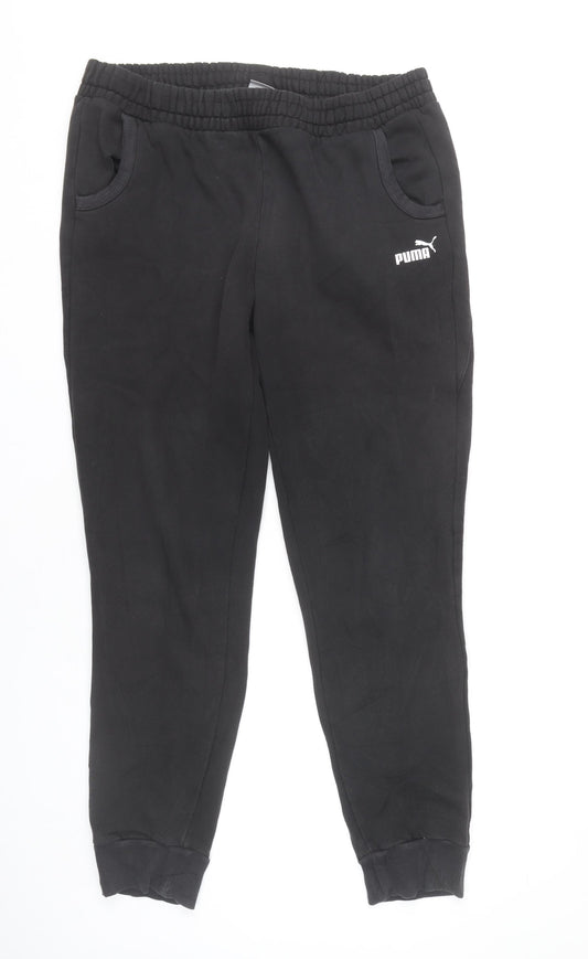 Puma Womens Black XL Jogger Trousers Cotton Blend Elastic Waist