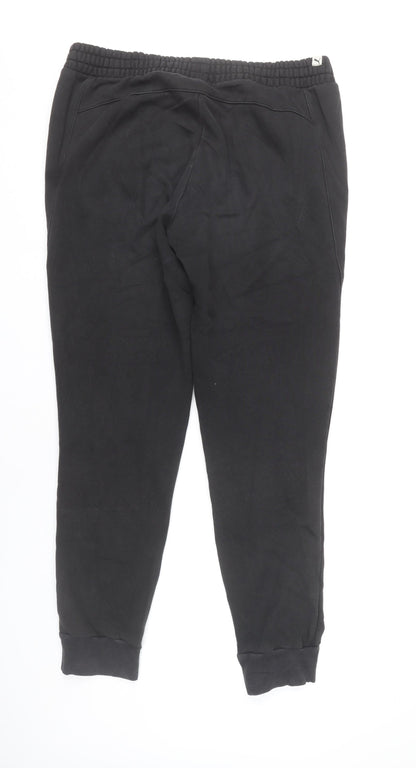 Puma Womens Black XL Jogger Trousers Cotton Blend Elastic Waist