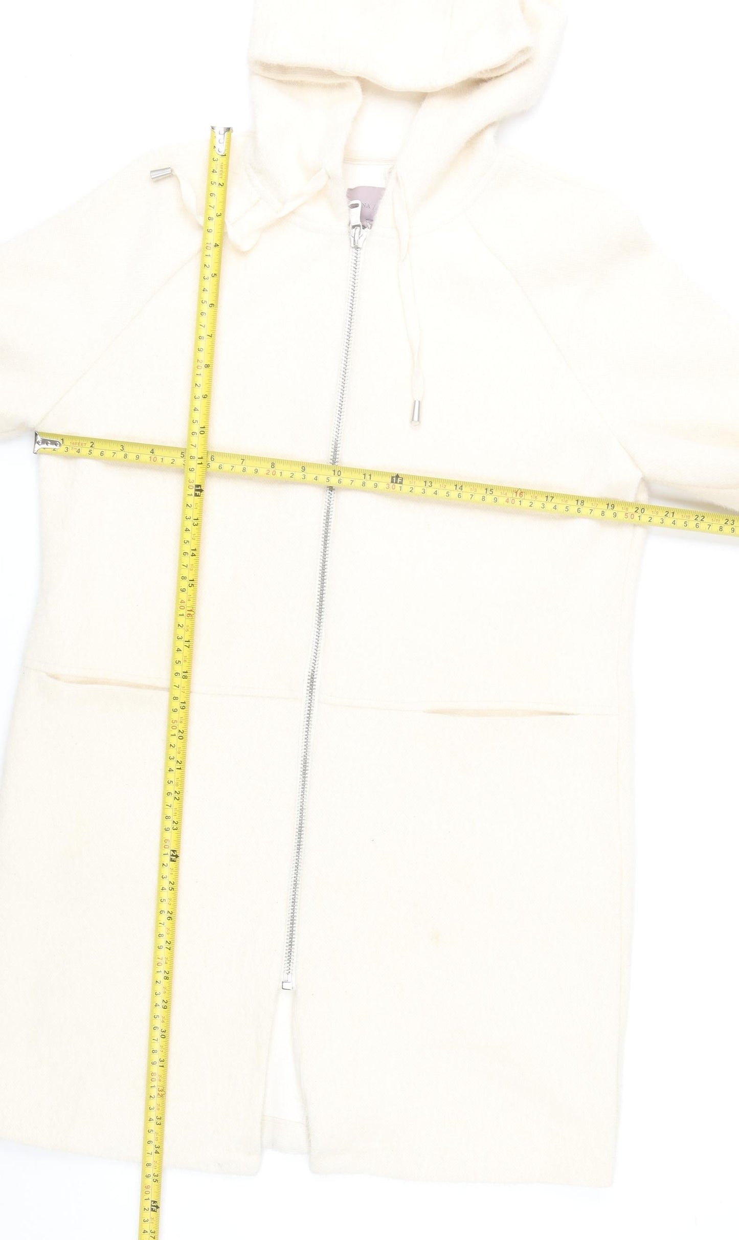 Ana Jakobs Womens Ivory Hooded Mid-Length Coat Size 10