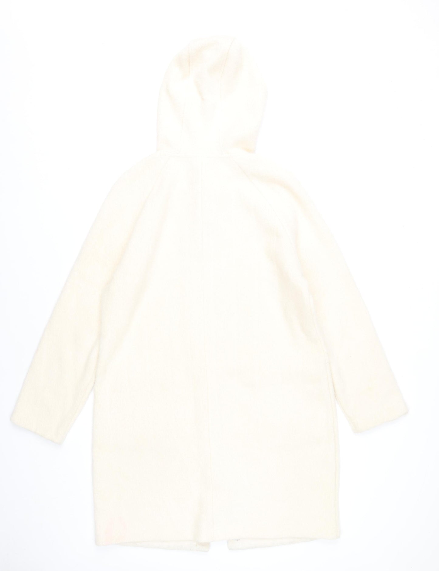 Ana Jakobs Womens Ivory Hooded Mid-Length Coat Size 10