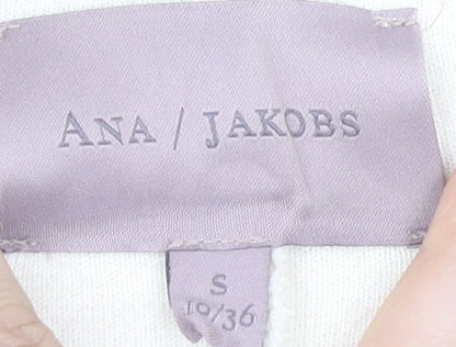 Ana Jakobs Womens Ivory Hooded Mid-Length Coat Size 10